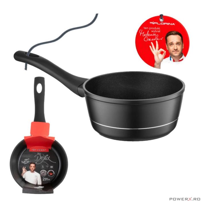 Cratita din aluminiu, 18cm, 1.5L, cu invelis antiaderent, negru,