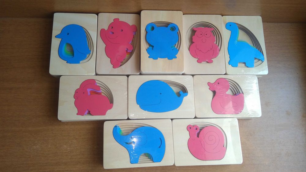 3D пъзели за напасване с пластове 10 модела / дървени играчки