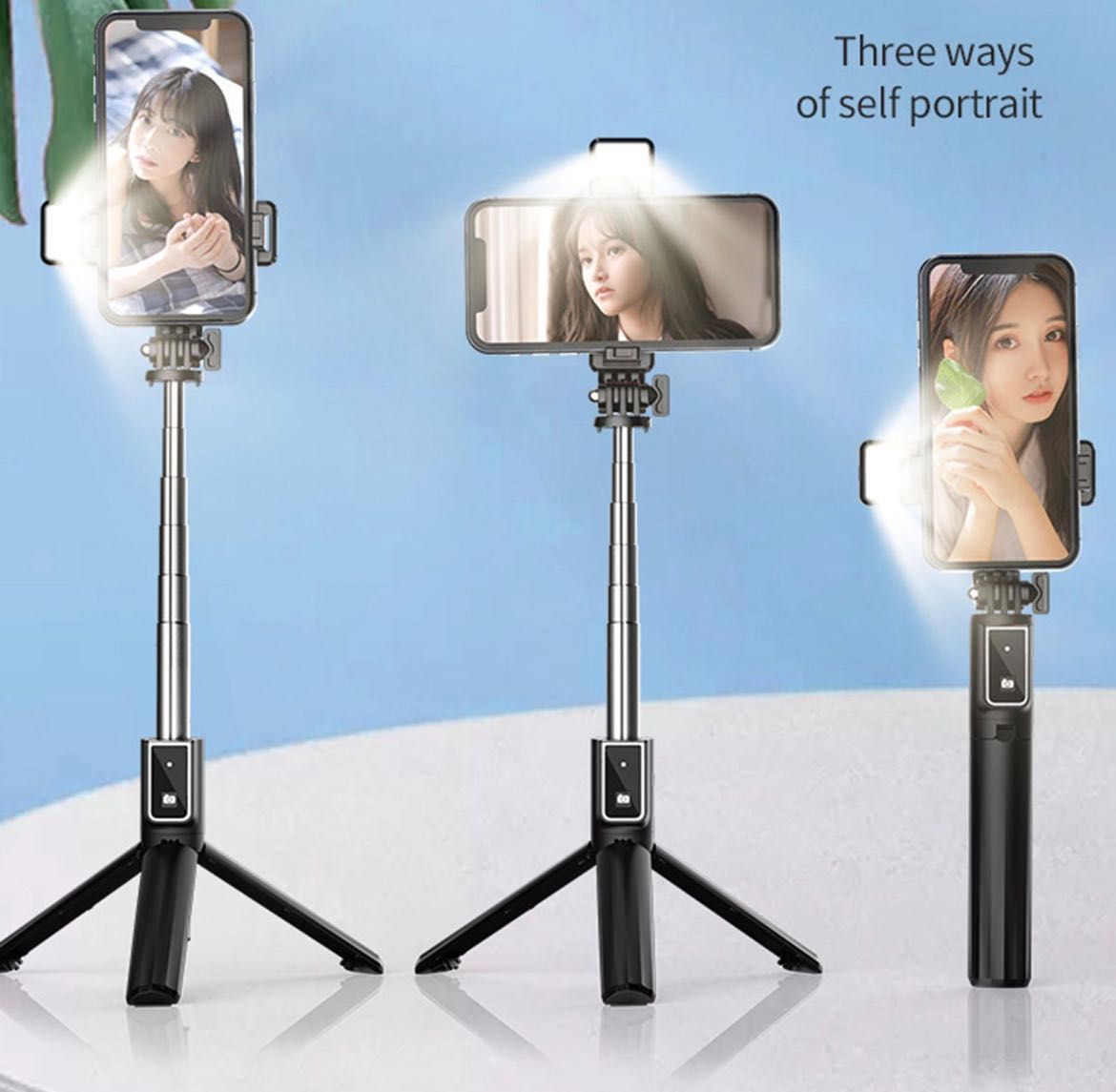 Selfie Stick Trepied Bluetooth Stand pentru Android iOS Live Stream