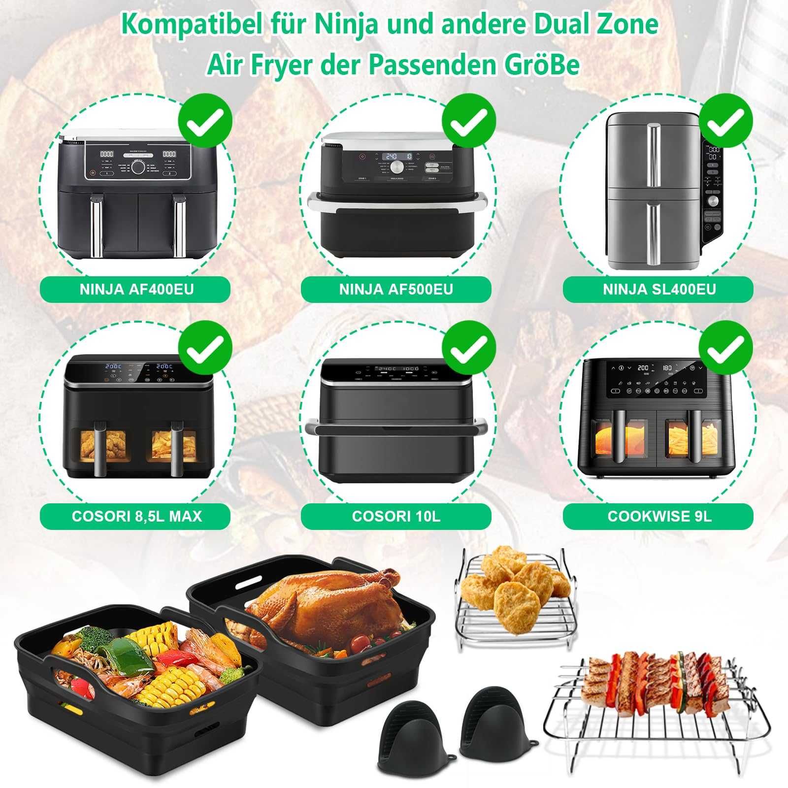 Комплект аксесоари за еър фрайър Airfryer тава мъфини шишчета 3 вида