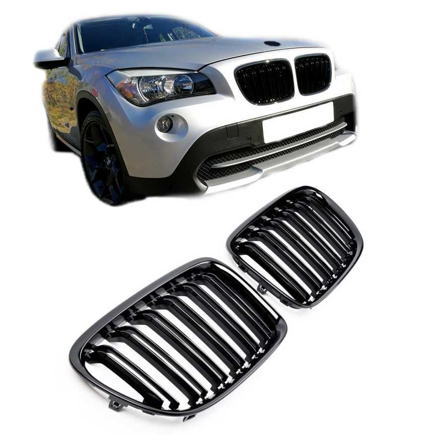 Решетки Бъбреци BMW БМВ X1 E84 2007>2012 Двойни Черен Гланц