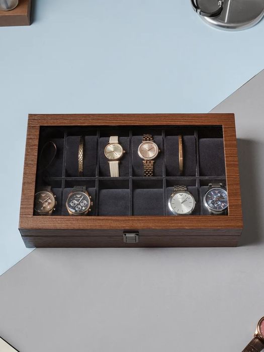 Шкатулка для хранения часов и украшений 12 слотов