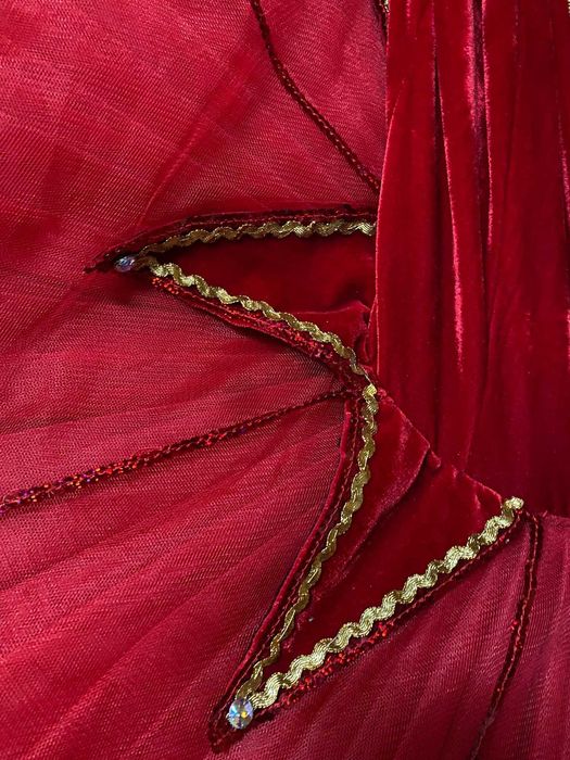 Tutu profesional de balet rosu,cu paiete si detalii aurii