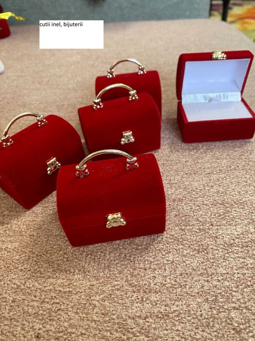 Lot cutie inel logodna bijuterii cercei model trandafir inima scoica