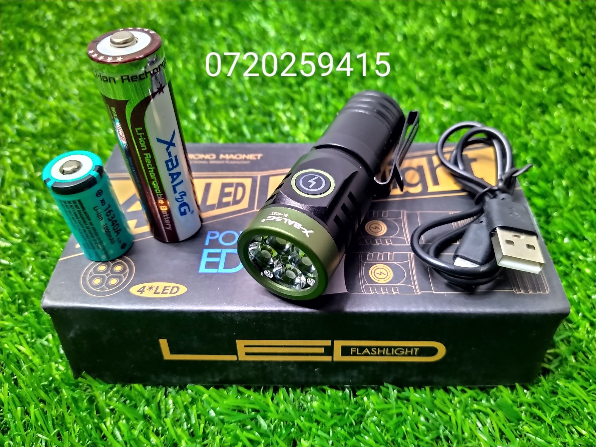 Mini lanternă cu 4 LED-uri 4*P35, USB-C, lanternă puternică 2000LM