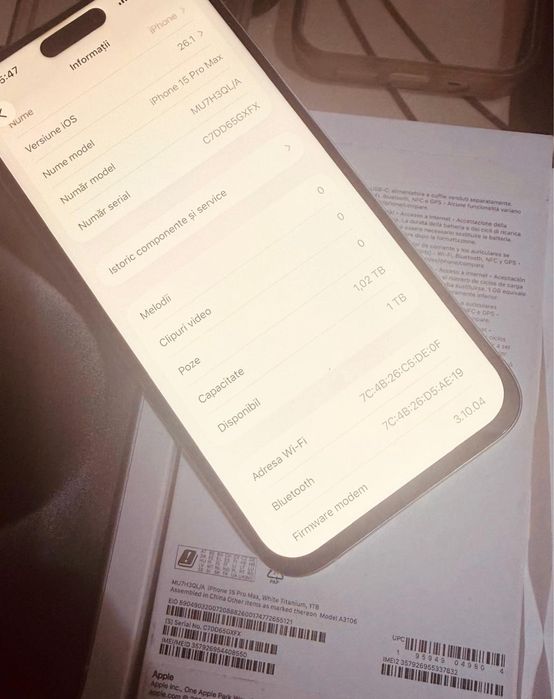 Iphone 15 pro max 1 tera stare buna