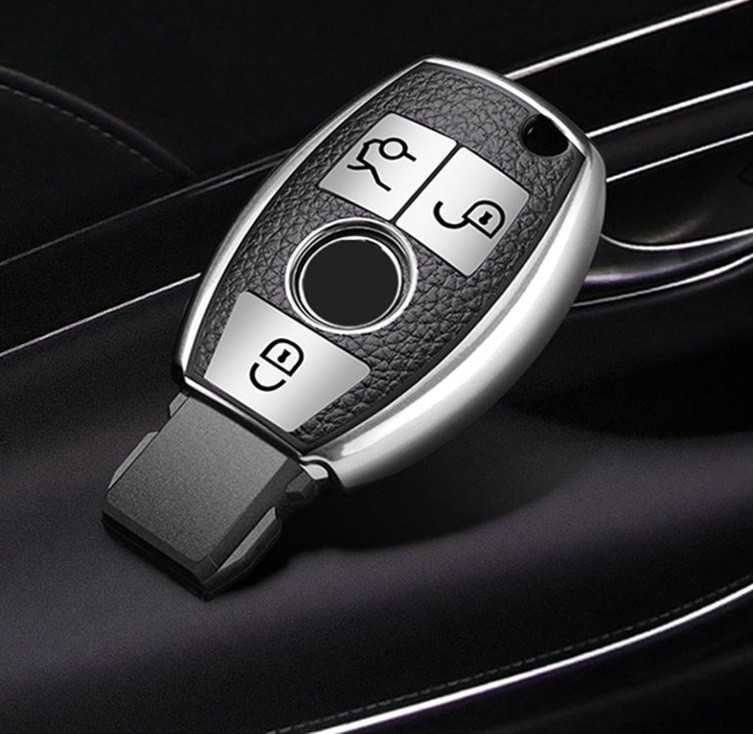 Husa Cheie Auto pentru Audi - Keyless Go, Tpu, Argintiu/negru