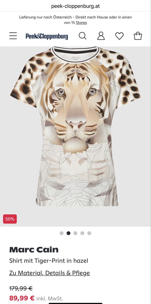 Блуза Marc Cain Tiger print тениска коприна + дънки Guess