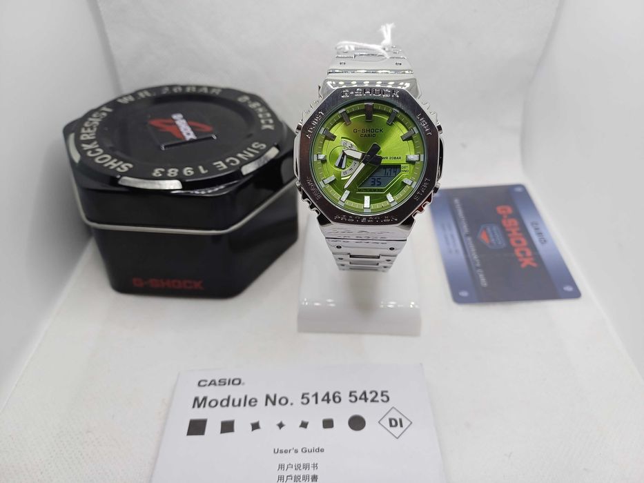 Ceas Casio g shock Full metal GM-2100d Green-Silver Nou,Garantie 2 ani