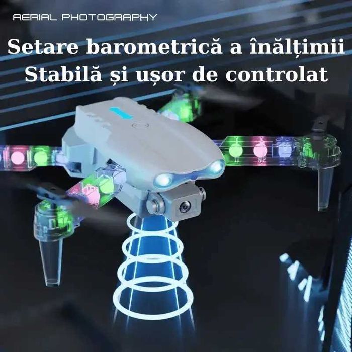 Mini Dronă  Light Edition 2 Camere HD Brate LED Colorate 100m Rază