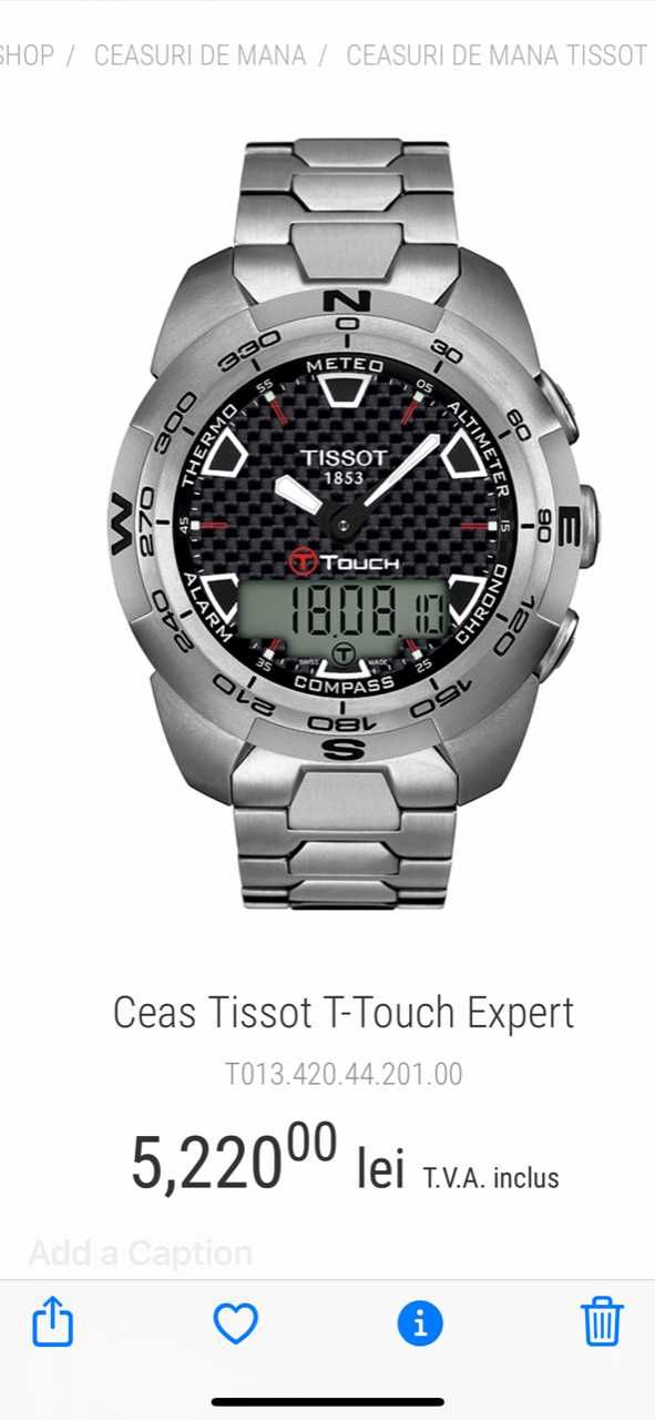 Ceas Tissot T-Touch Expert, Geam Sapphire, Touch screen, Titanium!!!