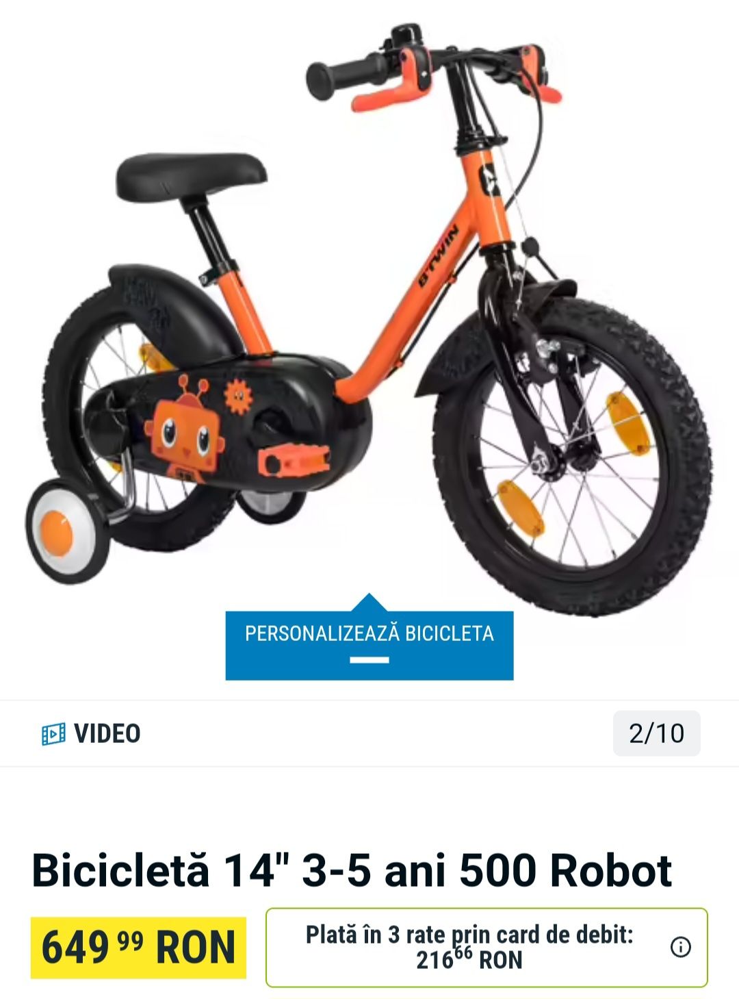 Bicicleta pentru copii 3-5 ani BTWIN