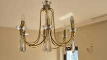 Candelabru alama si cristal 6 becuri