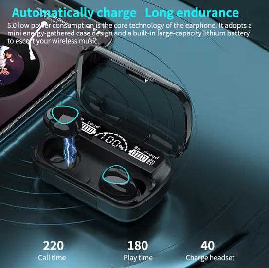 Безжични слушалки M10, TWS, Bluetooth 5.1, кейс 2000mAh батерия