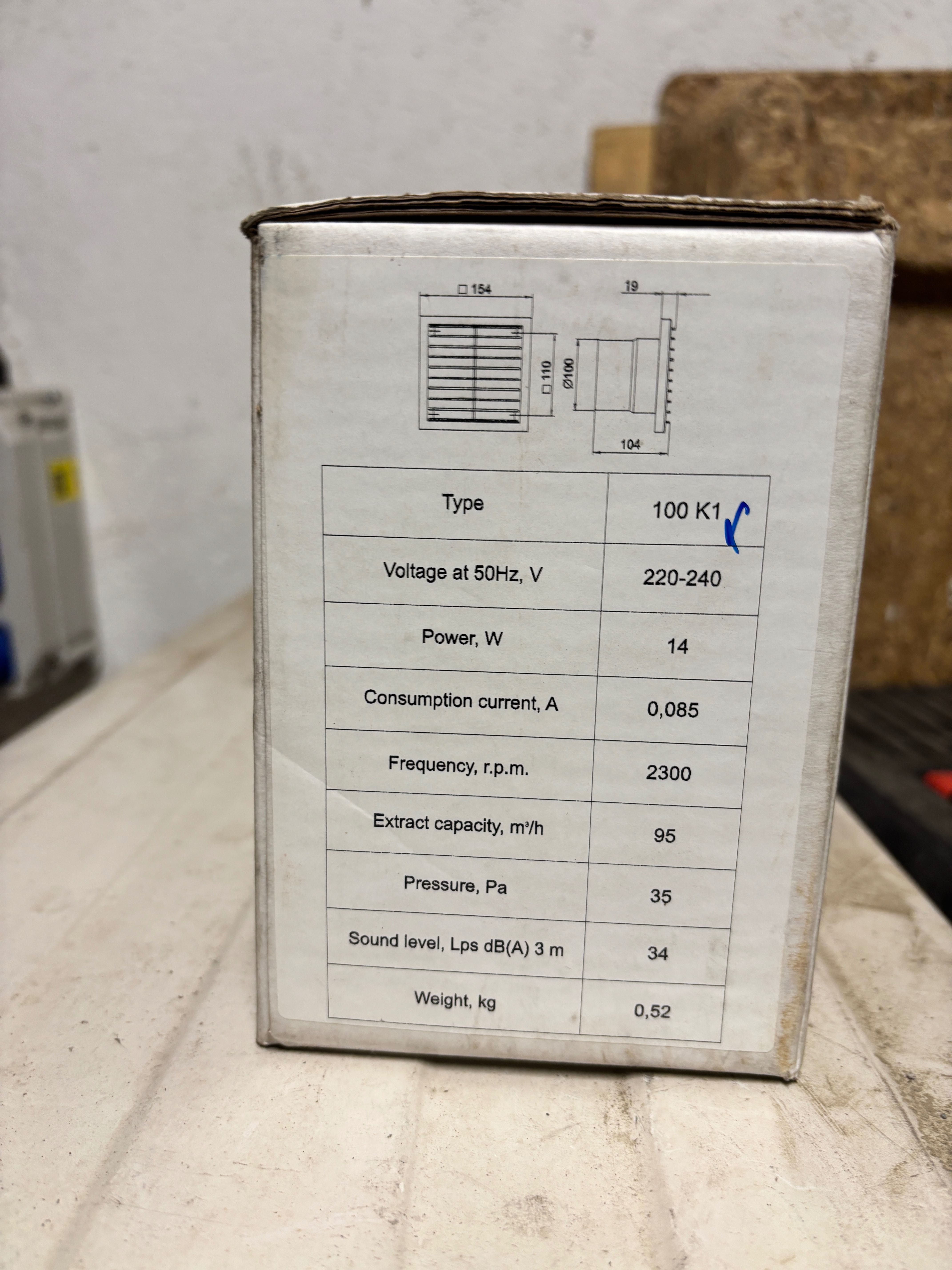 Ventilator baie Silentio 100 K1