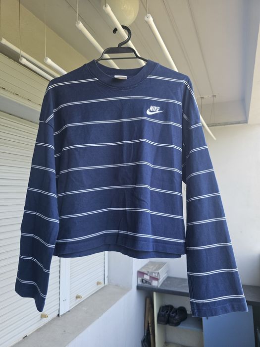Nike W NSW JSY Stripe LS Top – дамска блуза, тъмносиня с бели райета