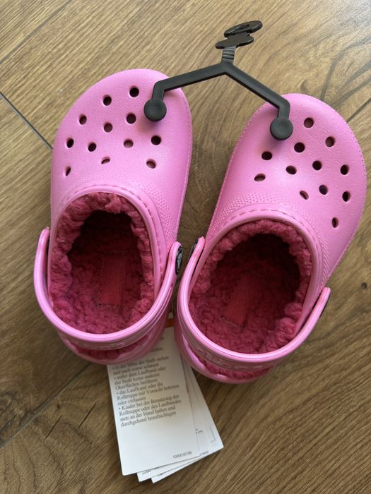 Нови детски Crocs розови с подплата