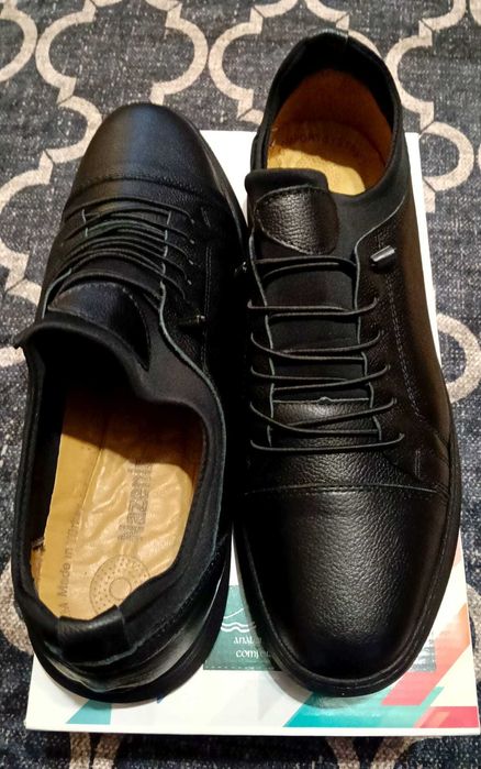 Pantofi sport,piele,barbati,noi, negri, 44