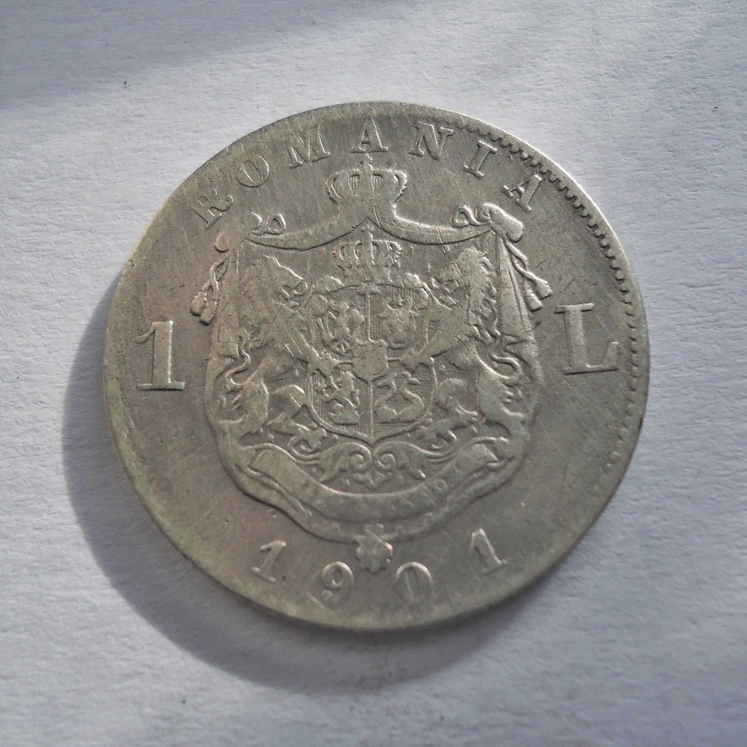 Monede din argint 1 leu 1901 România regele Carol I rare
