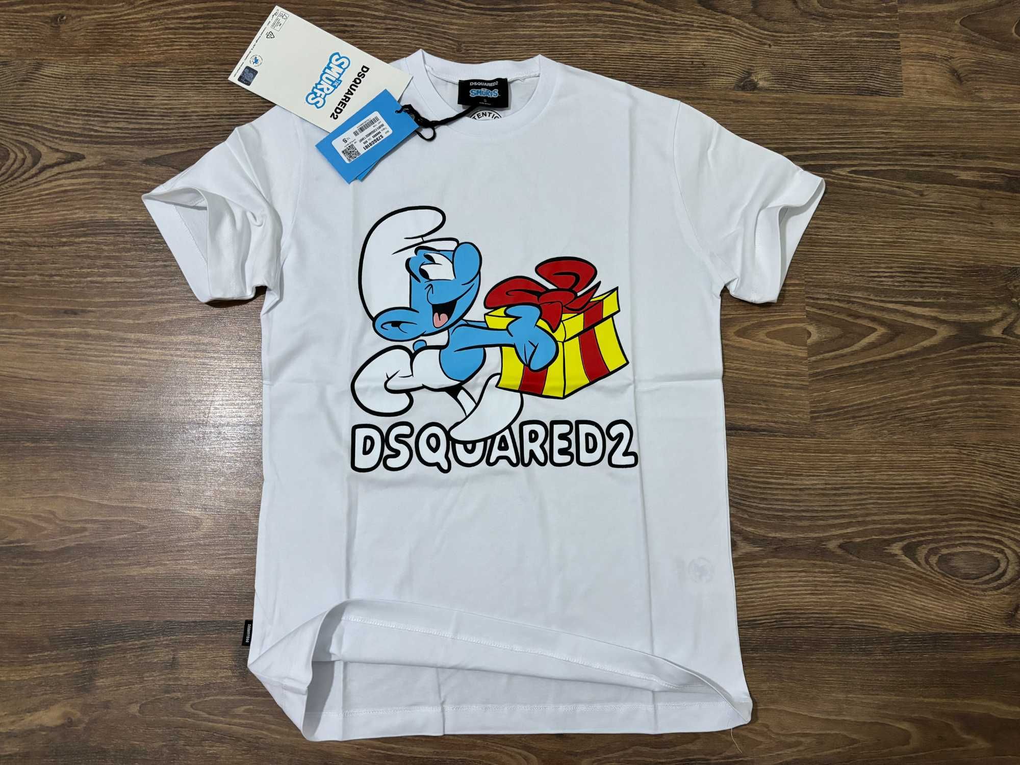 Бяла тениска DSQUARED2 The Smurfs с анимационен герой