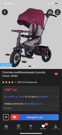 Tricicleta multifunctionala Coccolle Corso, Violet