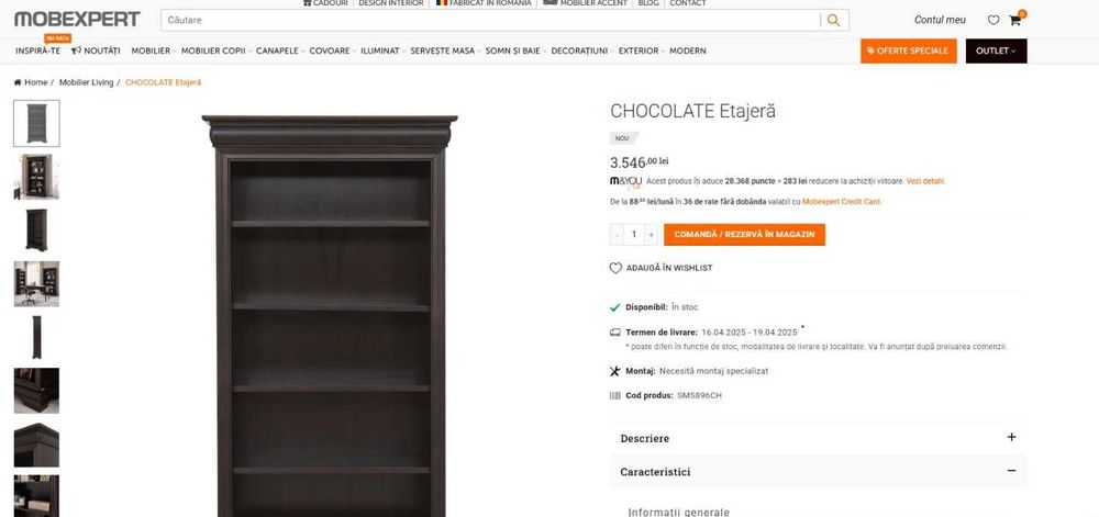 Etajera/ Biblioteca Mobexpert, model Chocolate