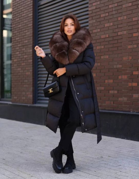 Пуховик с натурвльным мехом