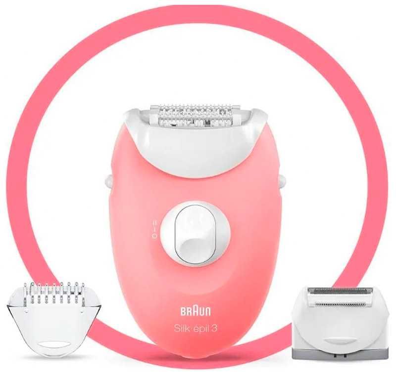 Епилатор - Braun Silk-epil 3 Novo SE 3-440, розово/бял