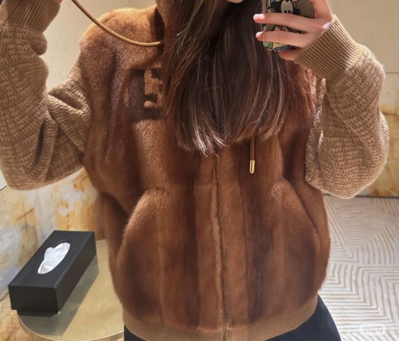 Fendi палто норка и кашмир