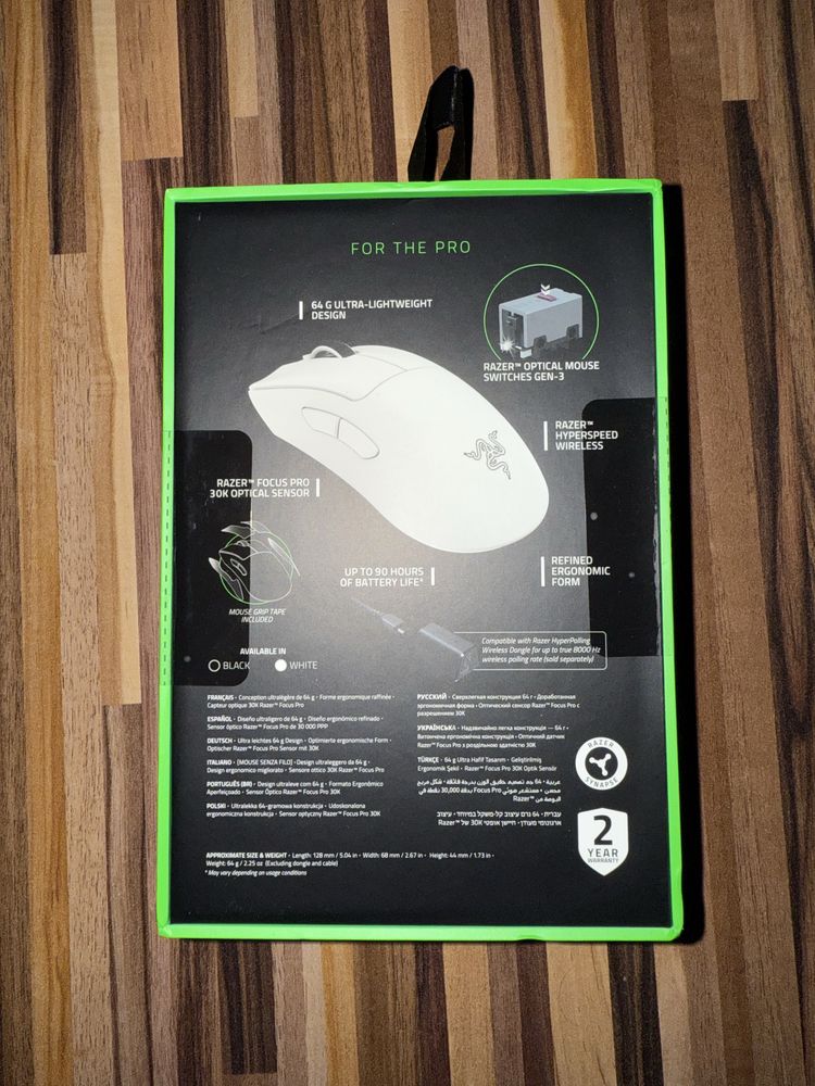 Mouse gaming wireless Razer DeathAdder V3 Pro, USB, 30k DPI, alb NOU
