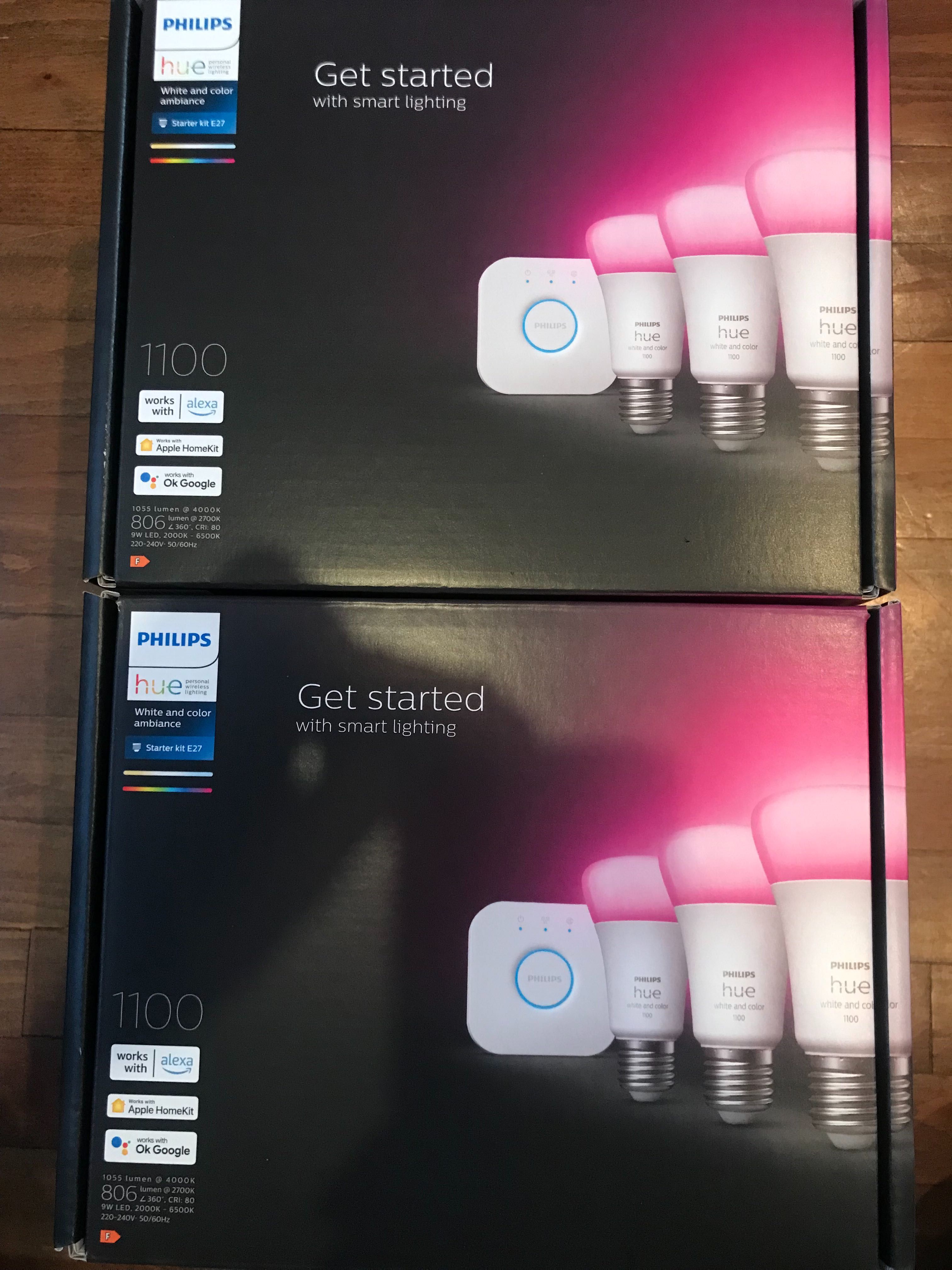 Стартов комплект Смарт крушки Philips Hue LED 3 броя и рутер RGB 75W