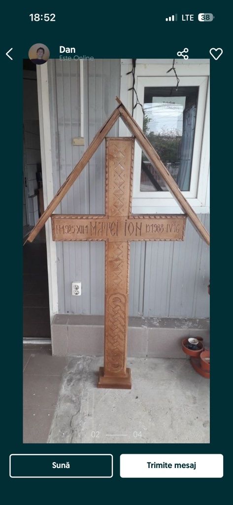 Cruce pentru troita sculptata manual