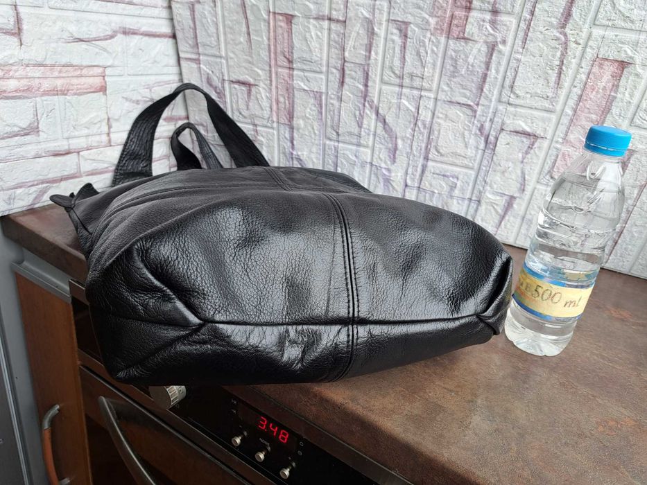 дамска чанта,черна кожена торба-естествена кожа