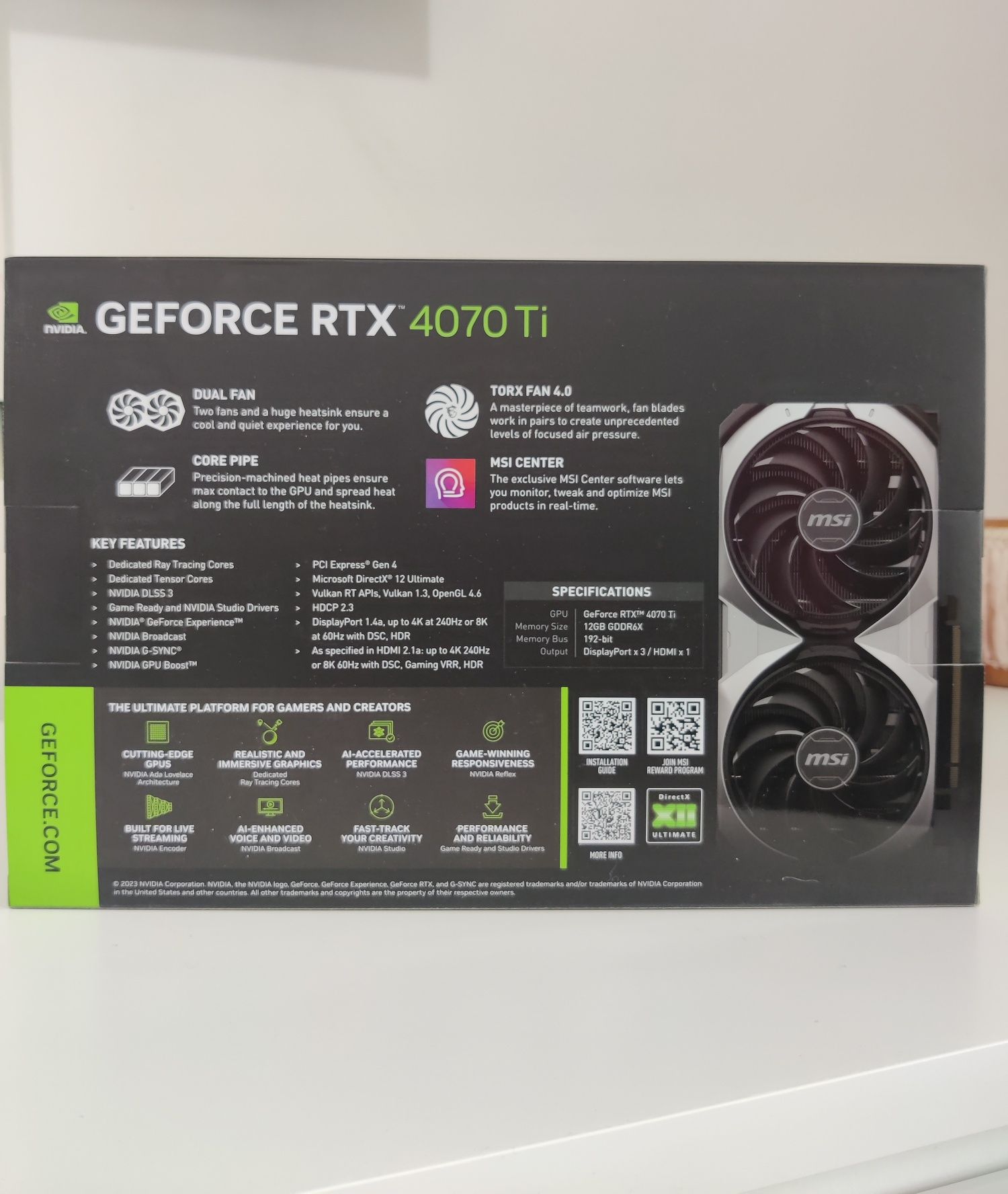 Placa video MSI RTX 4070 TI VENTUS 2X OC