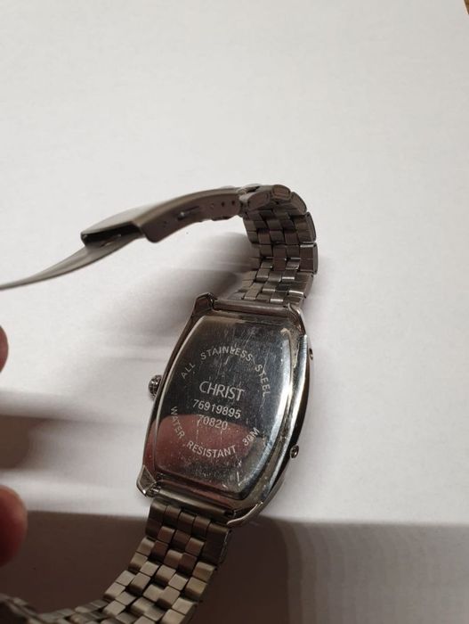 Ceas Christ Swiss Made gri, curea metal, unisex, stare buna