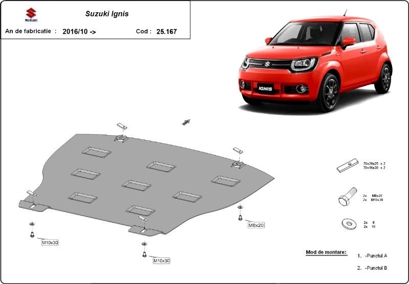 Scut motor metalic pentru Suzuki Ignis 2001-prezent - otel 2mm