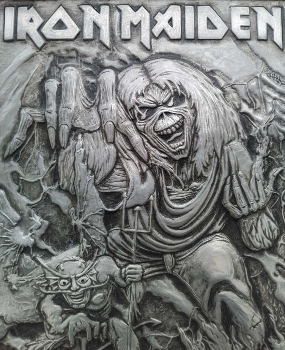 Vand tablou in relief, A4, Iron Maiden (aluminiu, handmade)