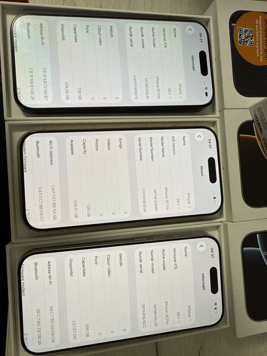 Iphone 16 Pro 256 Si 128Gb Ca Noi la Cutie 100% bateri