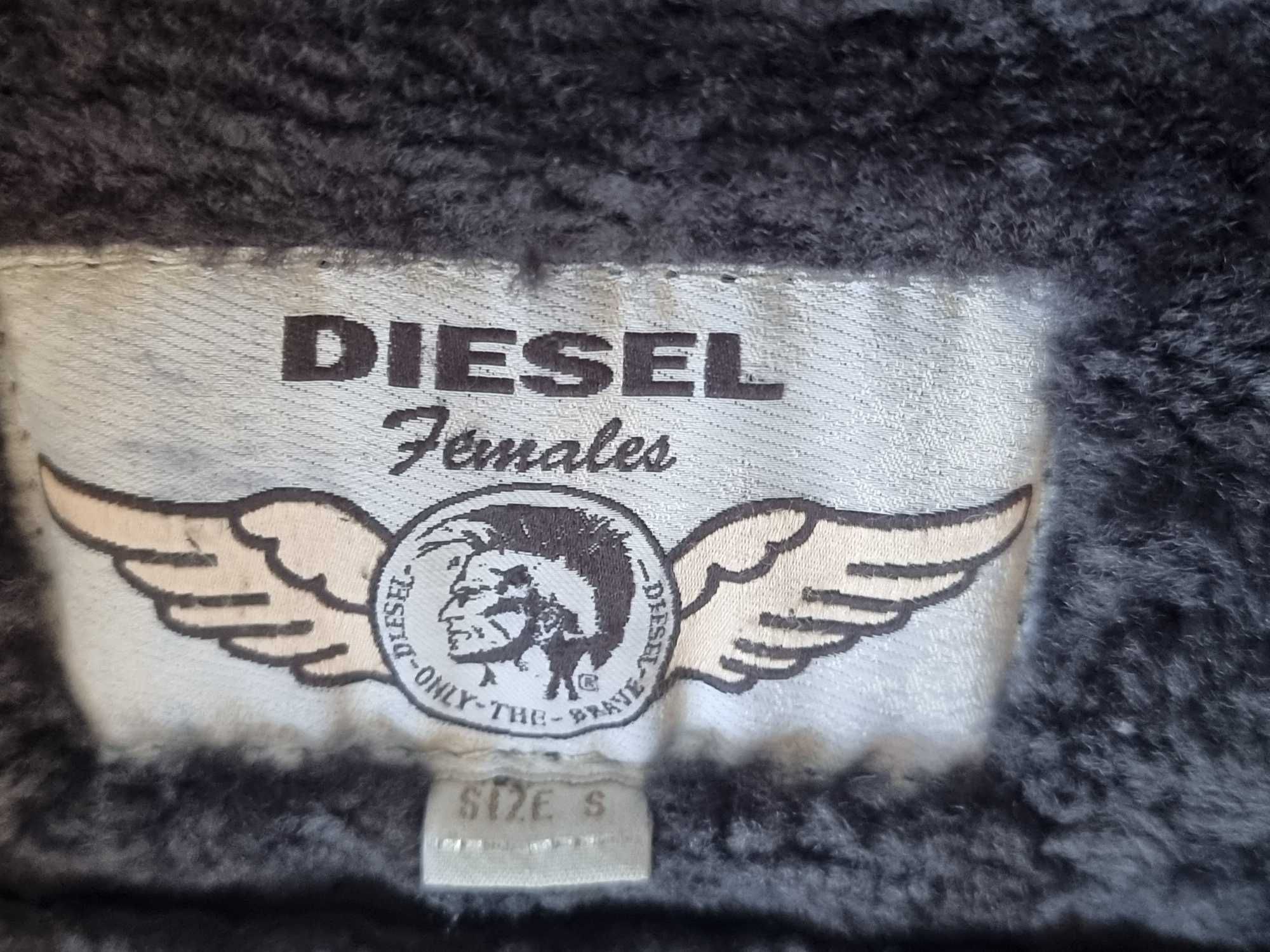 Diesel  зимно палто от естествена кожа с косъм