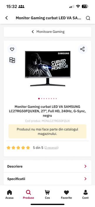 Monitorul de gaming curbat Samsung