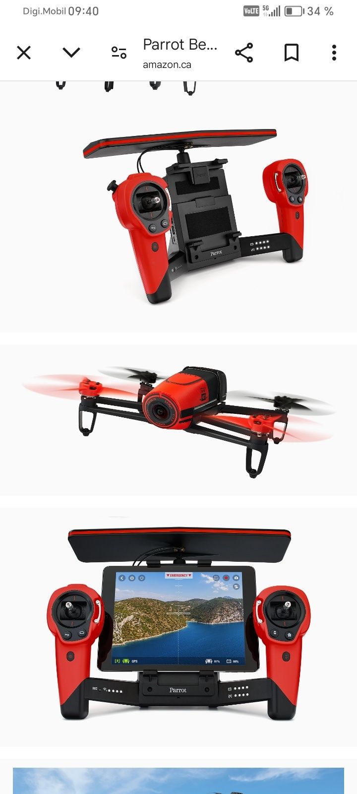 Drona Parrot BeBop Drone 14 MP Full HD 1080p Fisheye Camera SkyControl