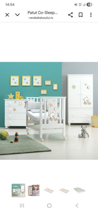 Patut Co-Sleeper atasabil Dido alb & Havana cu saltea inclusa
