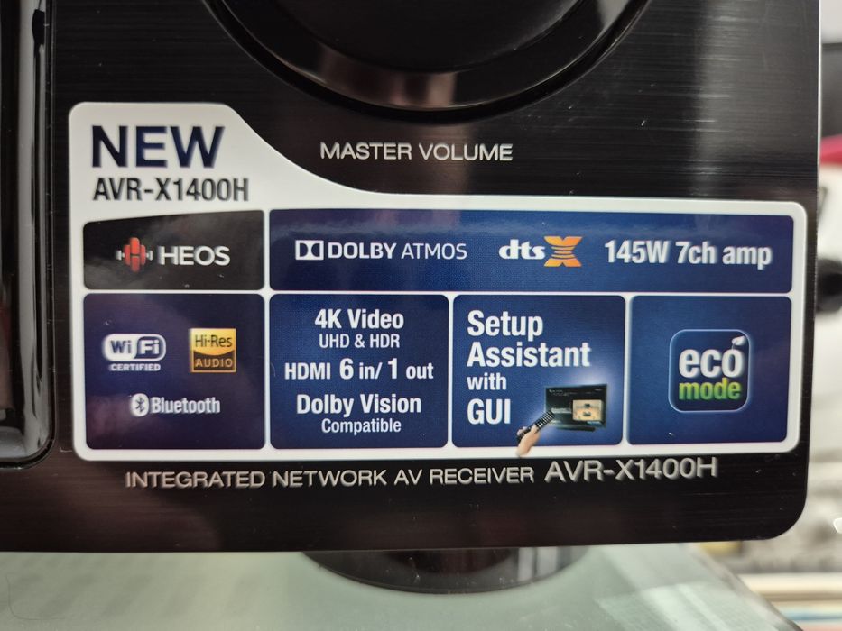 Denon AVR X1400H Receiver Dolby Atmos HDMI Arc Wifi Heos