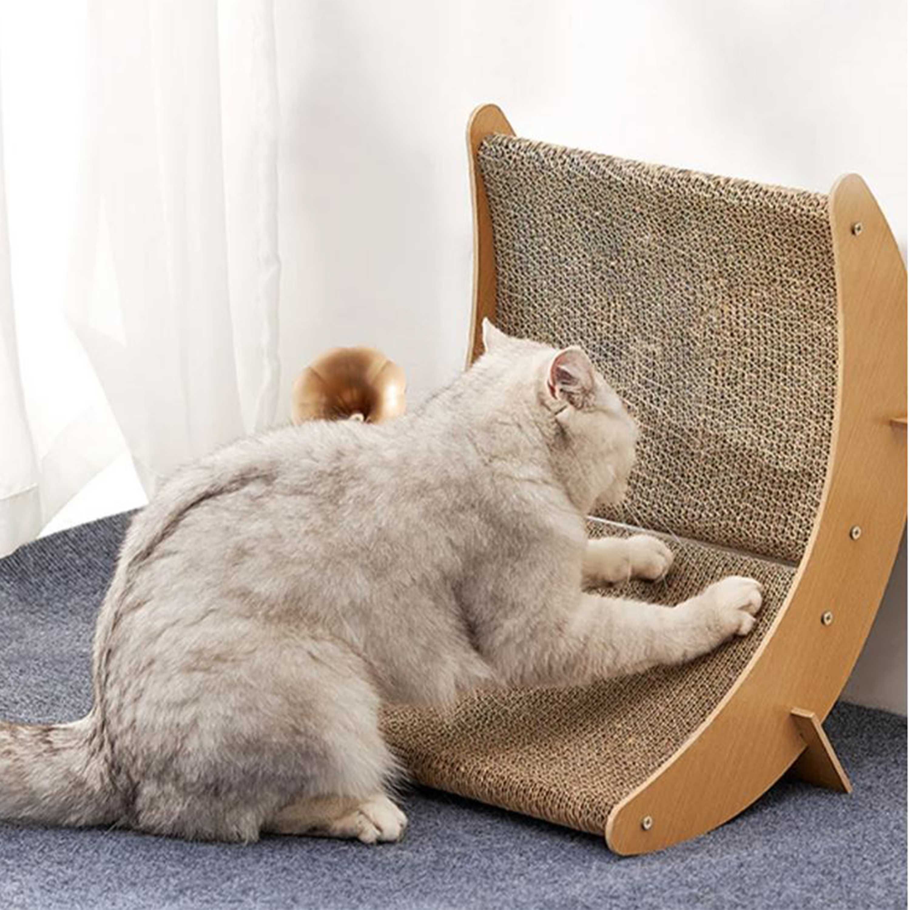 Carton de zgariat pentru pisici cu suport din lemn