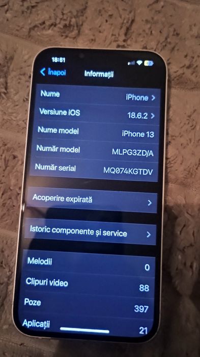 Vând iPhone 13 128gb perfect funcțional baterie 76%l