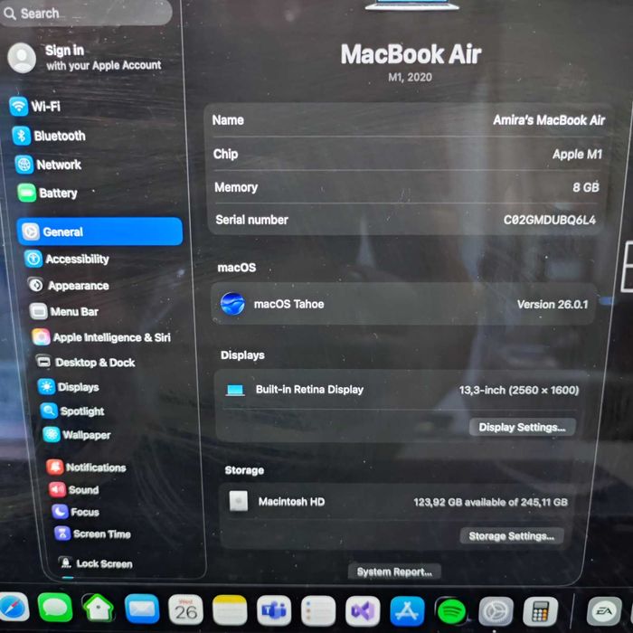 Лаптоп Apple MacBook Air M1 А2337(2020) 256GB 8 Ram