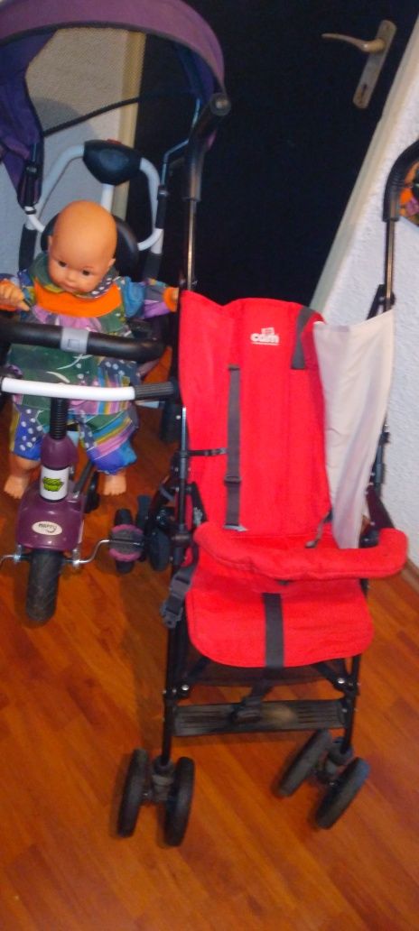 Tricicleta și cărucior de vara plus bebeluș de plus