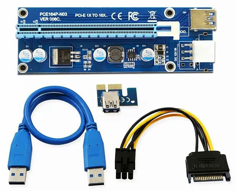 PCI-E PCI E Express 1X to 16X Riser Card + USB 3.0 Extender Cable