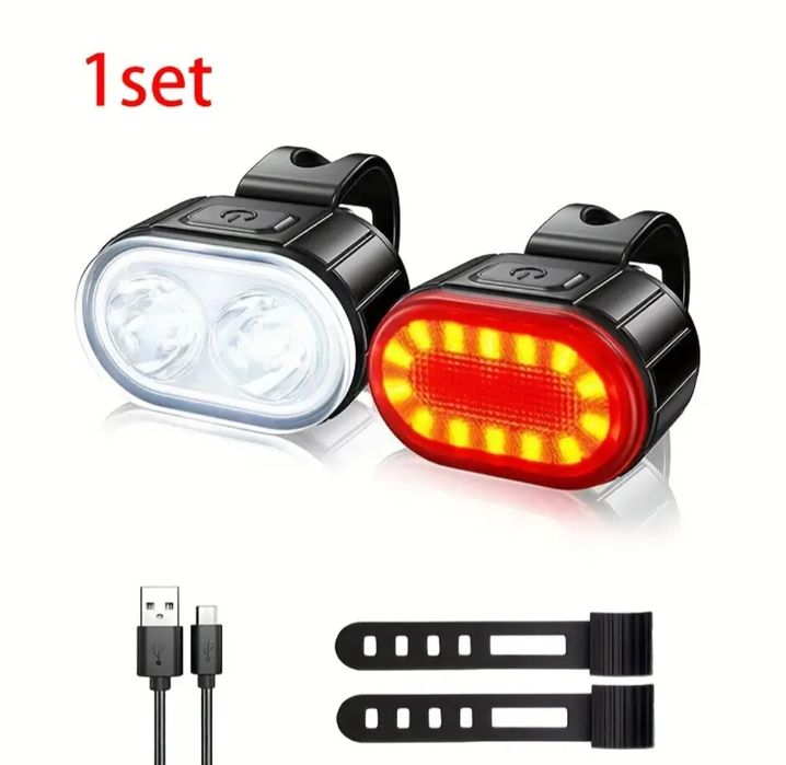 Far bicicleta LED încărcare TIP C + Stop bicicleta LED 6 moduri