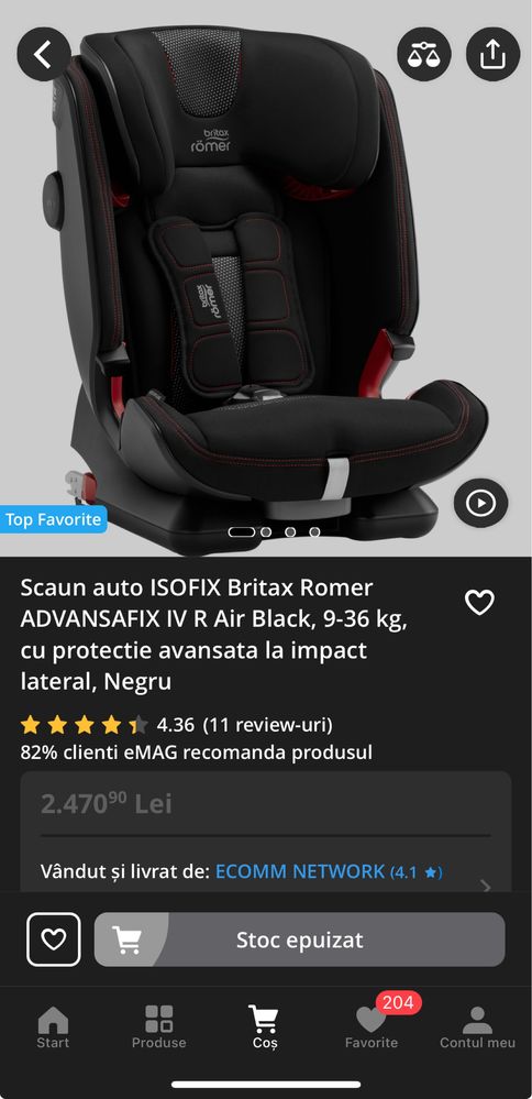 Scaun auto ISOFIX Britax Romer ADVANSAFIX IV R Air Black